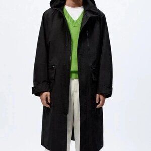 Studio Nicholson + ZARA Men Lightweight Black Oversized Trench Coat Size L